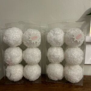 White Fluffy Pom Pom Ornaments